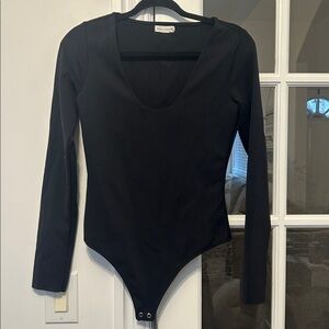 GOOD AMERICAN Black Long sleeve Bodysuit